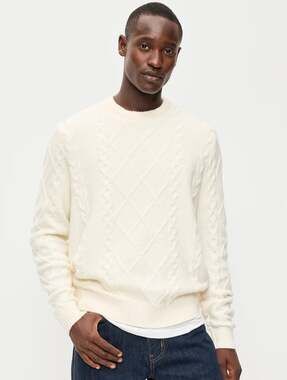 Old Navy So Soft Cable-Knit Crew-Neck Sweater in Creme de la Creme size L